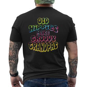 Old Hippies Make Groovy Grandpas Grandparents Day Mens Back Print T-shirt | Mazezy