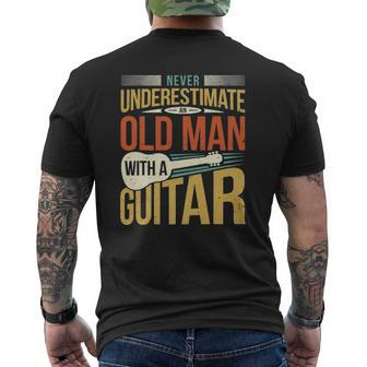 Old Man Guitar Player Saying Father Grandpa Man Guitarist Mens Back Print T-shirt | Mazezy