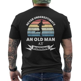 Old Man At Running Runner Dad Men's T-shirt Back Print - Thegiftio UK