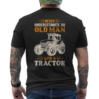 An Old Man With A Tractor Farmer Dad Grandpa Fathers Day Men's T-shirt Back Print - Monsterry