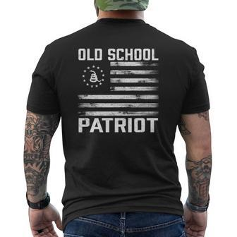 Old School Patriot Patriotic Gadsden And Betsy Ross Flag Mens Back Print T-shirt - Thegiftio
