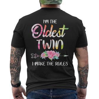 Oldest Twin Sibling Birthday Twins Matching Men's T-shirt Back Print - Monsterry CA