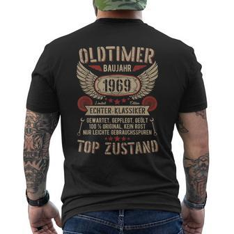 Oldtimer Baujahr 1969 Geboren Vintage Birthday Retro Black S T-Shirt mit Rückendruck - Seseable