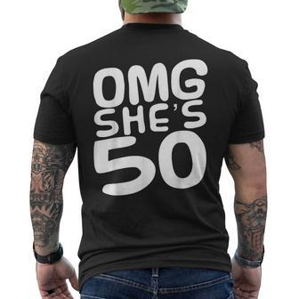 Omg She's 50Th Birthday Crew 50 Year Old Birthday Squad Men's T-shirt Back Print | Mazezy