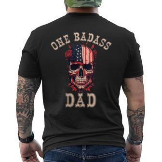 One Badass Dad Usa Vintage Fathers Day Grunge Skull Men's T-shirt Back Print - Thegiftio UK