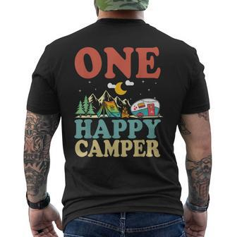 One Happy Camper First Birthday Camping Family Matching Men's T-shirt Back Print - Seseable