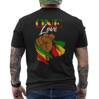 One Love Handfist Jamaica Reggae Music Lover Rasta Reggae Men's T-shirt Back Print - Seseable