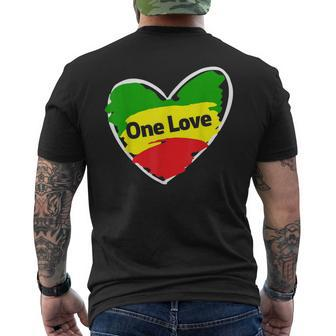One Love Heart Jamaican Flag Men's T-shirt Back Print - Monsterry