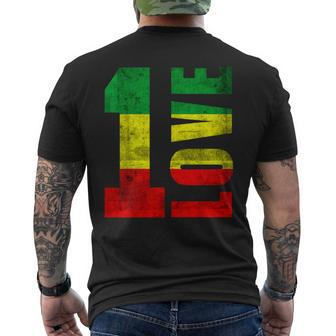 One Love Rasta Reggae Jamaican Pride Positivity Vintage Men's T-shirt Back Print - Monsterry