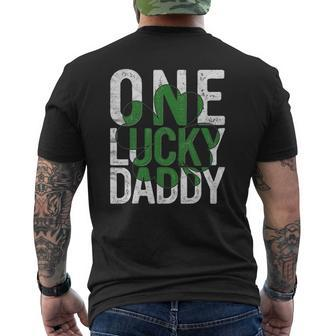 One Lucky Daddy Irish Father Dad St Patrick's Day Papa Mens Back Print T-shirt | Mazezy