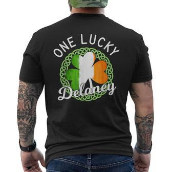 One Lucky Delaney Irish Family Name Men's T-shirt Back Print - Seseable