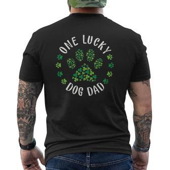 One Lucky Dog Dad Dog Dad Tee St Patricks Day Mens Back Print T-shirt | Mazezy