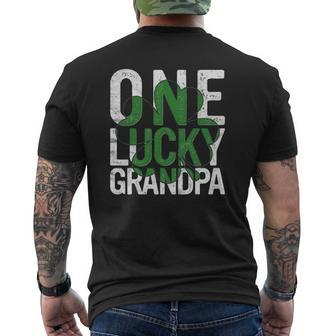 One Lucky Grandpa Irish Grandfather St Patrick's Day Mens Back Print T-shirt | Mazezy