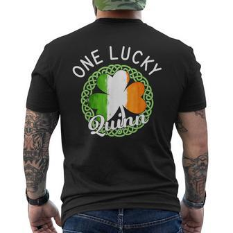 One Lucky Quinn Irish Family Name Men's T-shirt Back Print - Seseable