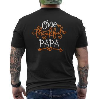 One Thankful Papa Matching Family Thanksgiving Mens Back Print T-shirt - Thegiftio