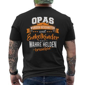 Opa Enkelkinder Helden Grandfather & Grandpapa Black T-Shirt mit Rückendruck - Seseable