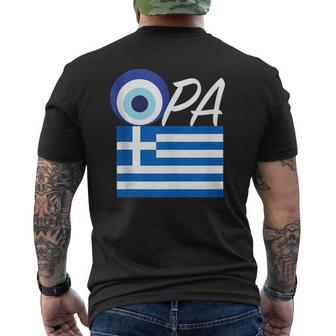 Opa Greek Pride Souvenir Greece Flag Evil Eye Mens Back Print T-shirt | Mazezy CA