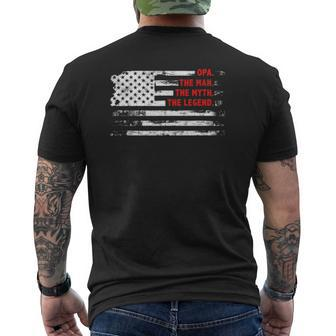 Opa The Man Myth Legend American Usa Flag Father’S Day Mens Back Print T-shirt | Mazezy UK