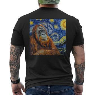 Orangutan Monkey Van Gogh Style Starry Night Men's T-shirt Back Print - Thegiftio UK