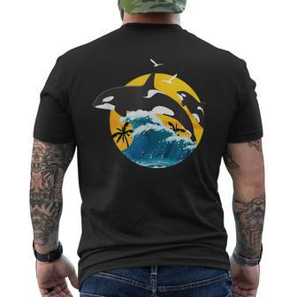Orca Squad Whale Sunset Sea Animal Wildlife Boys & Girls Men's T-shirt Back Print - Monsterry