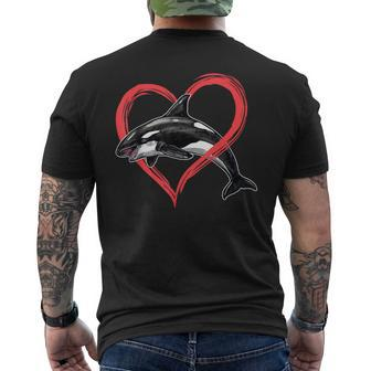 Orcas Killer Whale Symbol Love Heart Valentines Day Men's T-shirt Back Print - Monsterry AU