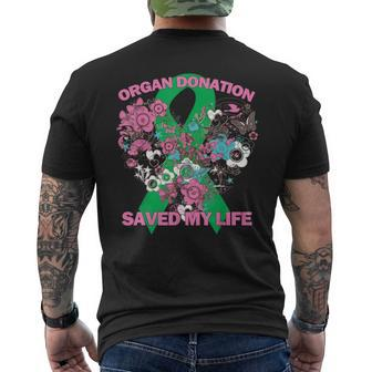 Organ Donation Saved My Life Green Ribbon Transplant Life Men's T-shirt Back Print - Monsterry