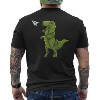Origami Dinosaur Origami T-Rex Flying Paper Airplane Men's T-shirt Back Print - Monsterry CA