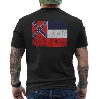 Original Vintage Distressed Mississippi State Flag T-Shirt Mens Back Print T-shirt - Seseable