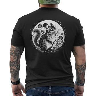 Ornate Chinchilla With Moon And Flowers Men's T-shirt Back Print - Seseable