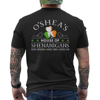 O'shea House Of Shenanigans Irish Family Name Men's T-shirt Back Print - Seseable