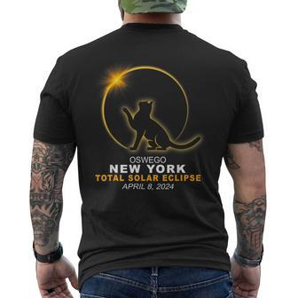 Oswego New York Cat Total Solar Eclipse 2024 Men's T-shirt Back Print | Mazezy