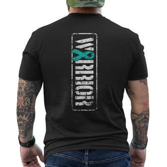 Ovarian Cancer Warrior Military-Style Awareness Ribbon Men's T-shirt Back Print - Monsterry AU