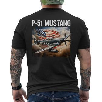 P-51 Mustang American Ww2 Fighter Airplane P-51 Mustang Men's T-shirt Back Print | Mazezy DE