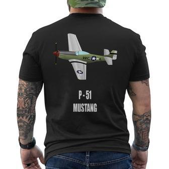 P-51 Mustang World War Ii Military Airplane Men's T-shirt Back Print - Monsterry UK