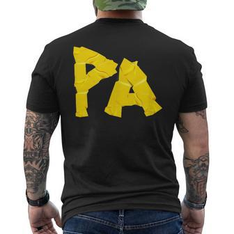 Pa Papa Fathers Day Dad Tape Style Men's T-shirt Back Print - Seseable