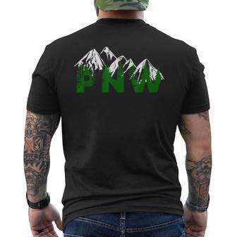 Pacific Northwest Pnw Pine Trees Mountains Men's T-shirt Back Print - Monsterry CA