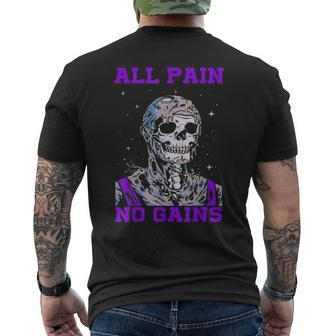 All Pain No Gains Fitness Weightlifting Bodybuilding Gym Men's T-shirt Back Print - Seseable