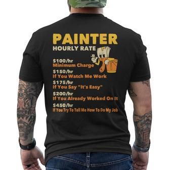 Painter Hourly Rate Wall Painting House Decorator er Men's T-shirt Back Print - Monsterry