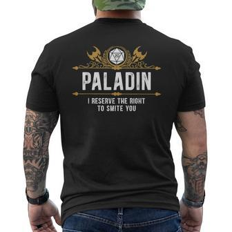 Paladin I Reserve The Right To Smite You Men's T-shirt Back Print - Monsterry UK