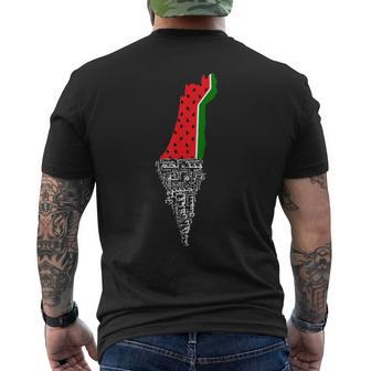 Palestine Map Watermelon T-Shirt mit Rückendruck - Seseable