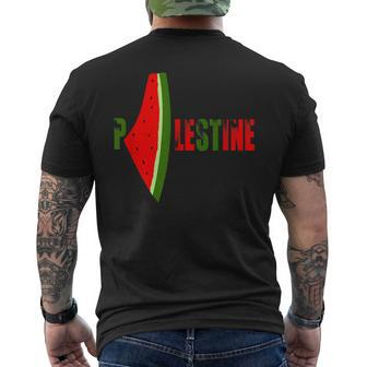 Palestine Watermelon Palestine Flag Watermelon Palestine Map Men's T-shirt Back Print - Monsterry