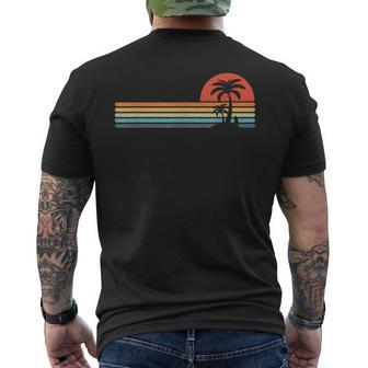 Palm Tree Retro Style Apparel Tropical Beach Island Stripes Men's T-shirt Back Print - Monsterry CA