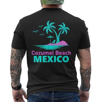 Palm Tree Sunset Summer Vacation Mexico Cozumel Beach Men's T-shirt Back Print - Monsterry AU