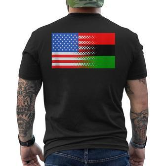 Pan African Flag Afro-American Usa Unia Flag Men's T-shirt Back Print - Monsterry