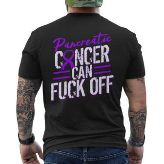 Pancreatic Cancer Fuck Off Purple Ribbon Support Men's T-shirt Back Print - Monsterry