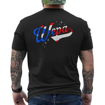 Hispanic Heritage Month Puerto Rico Wepa Boricua Rican Flag Men's T-shirt Back Print - Seseable