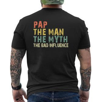 Pap The Man Myth Bad Influence Vintage Mens Back Print T-shirt | Mazezy