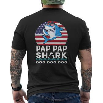 Pap Pap Shark Fathers Day From Wife Son Daughter Mens Back Print T-shirt | Mazezy