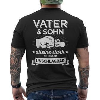 Papa & Sohn Stark Unschlagbar Fürateratertag Birthday T-Shirt mit Rückendruck - Geschenkecke