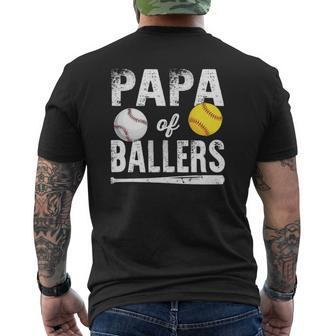 Papa Of Ballers Baseball Softball Mens Back Print T-shirt | Mazezy